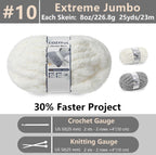 Chunky Chenille Yarn #10 - Cream/Light Grey