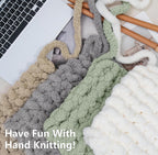 Chunky Chenille Yarn #10 - Cream/Sage/Khaki/Light Grey Mix