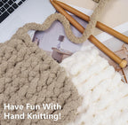 Chunky Chenille Yarn #10 - Cream/Khaki