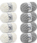 Chunky Chenille Yarn #10 - Cream/Light Grey
