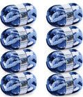 Chunky Chenille Yarn #10 - Multi Blue/White Mix