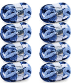 Chunky Chenille Yarn #10 - Multi Blue/White Mix