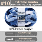 Chunky Chenille Yarn #10 - Multi Blue/White Mix