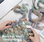 Chunky Chenille Yarn #10 - Cream/Sage/Grey/Khaki Mix