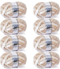 Chunky Chenille Yarn #10 - Sand/Khaki/White Mix