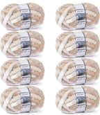Chunky Chenille Yarn #10 - Sand/Khaki/White Mix