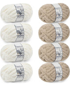 Chunky Chenille Yarn #10 - Cream/Khaki