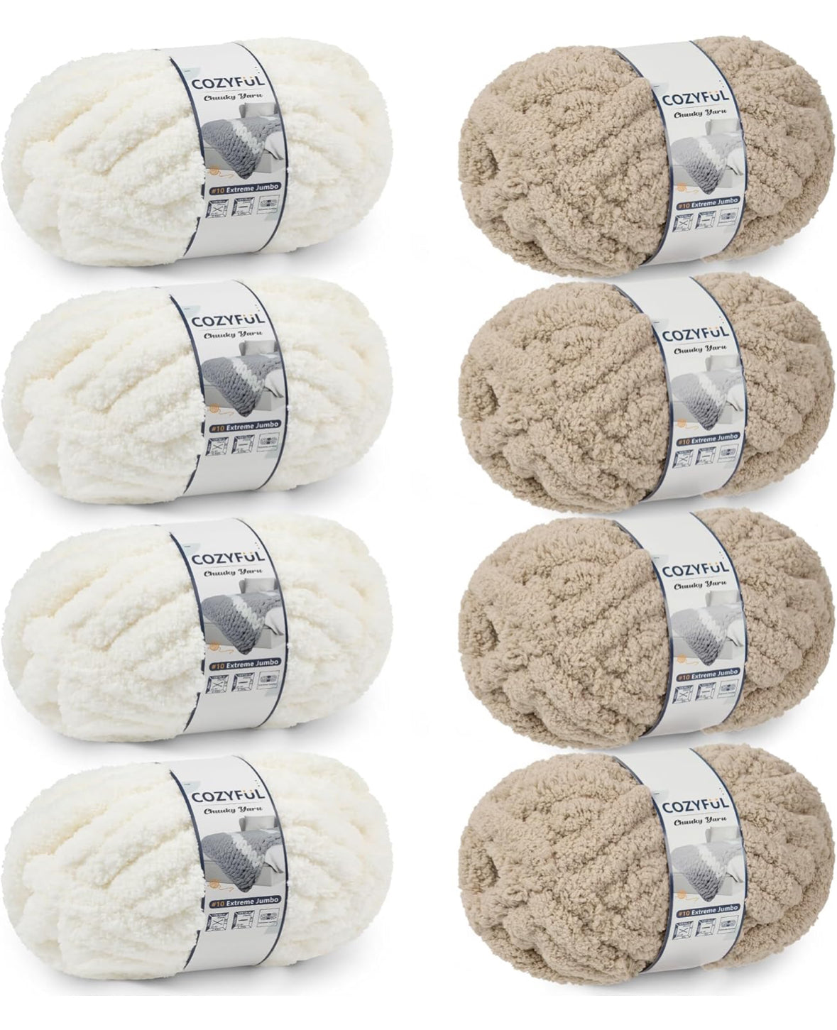 Chunky Chenille Yarn #10 - Cream/Khaki