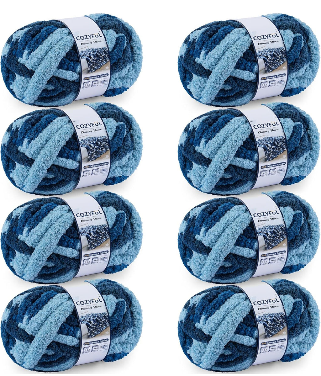 Chunky Chenille Yarn #10 - Navy Multi