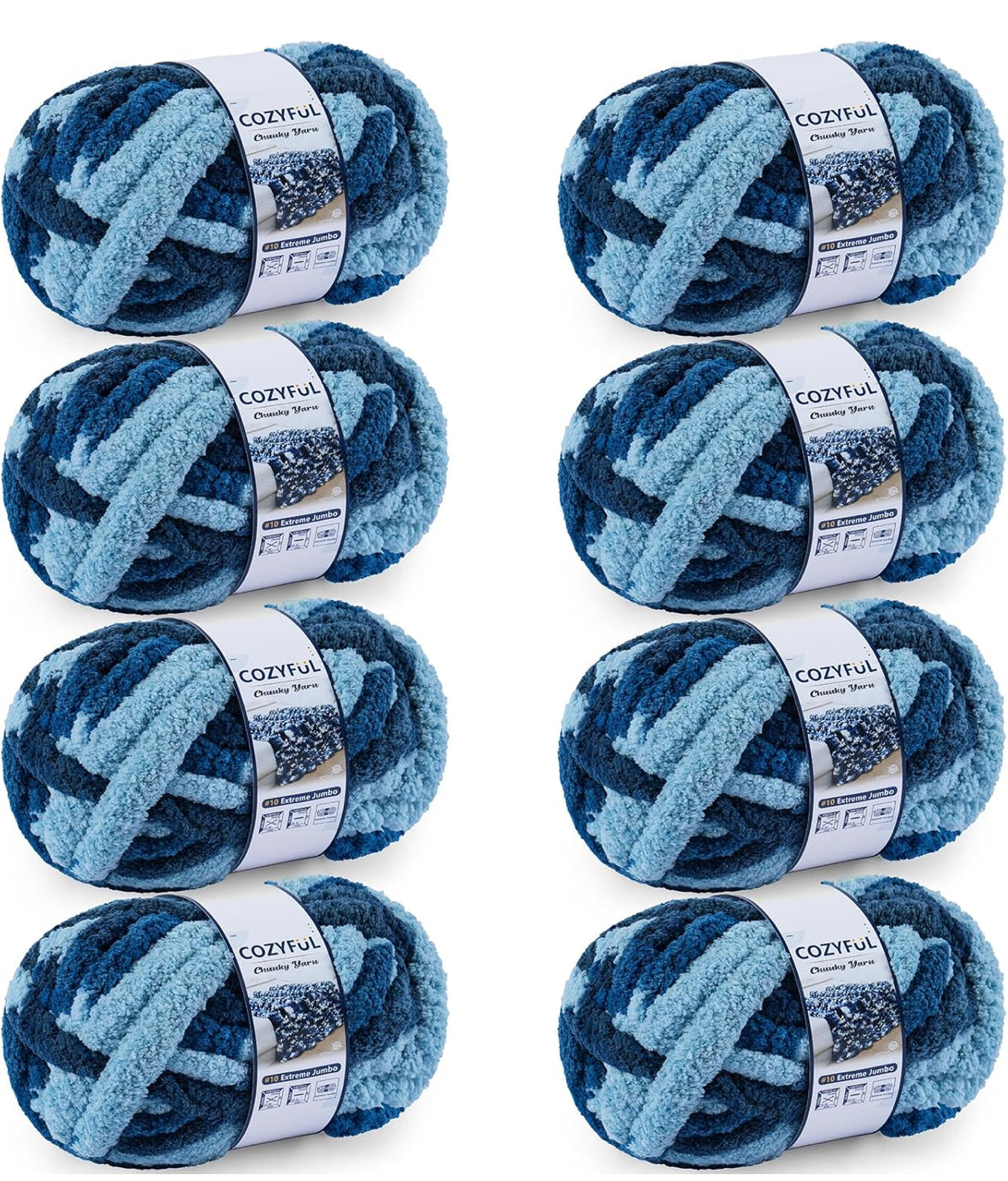 Chunky Chenille Yarn #10 - Navy Multi