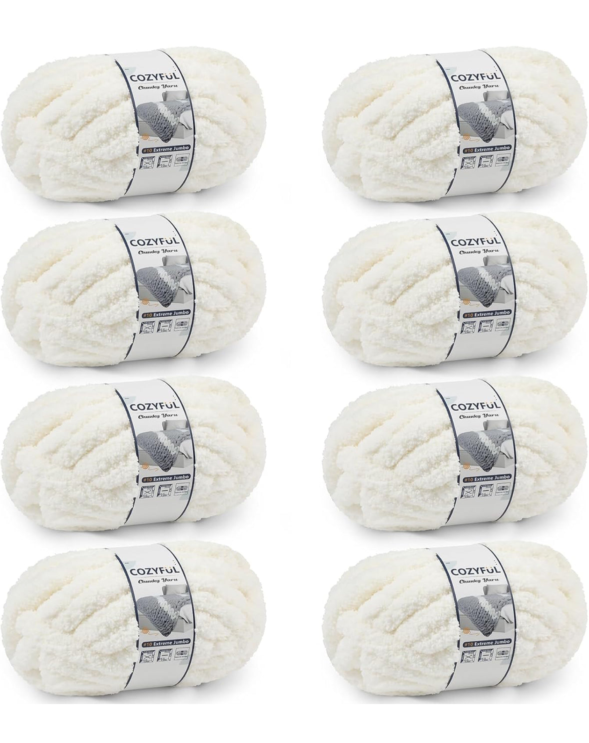 Chunky Chenille Yarn #10 - Beige White
