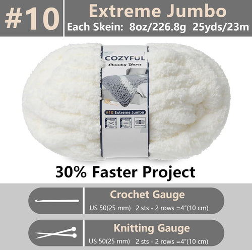 Chunky Chenille Yarn #10 - Cream