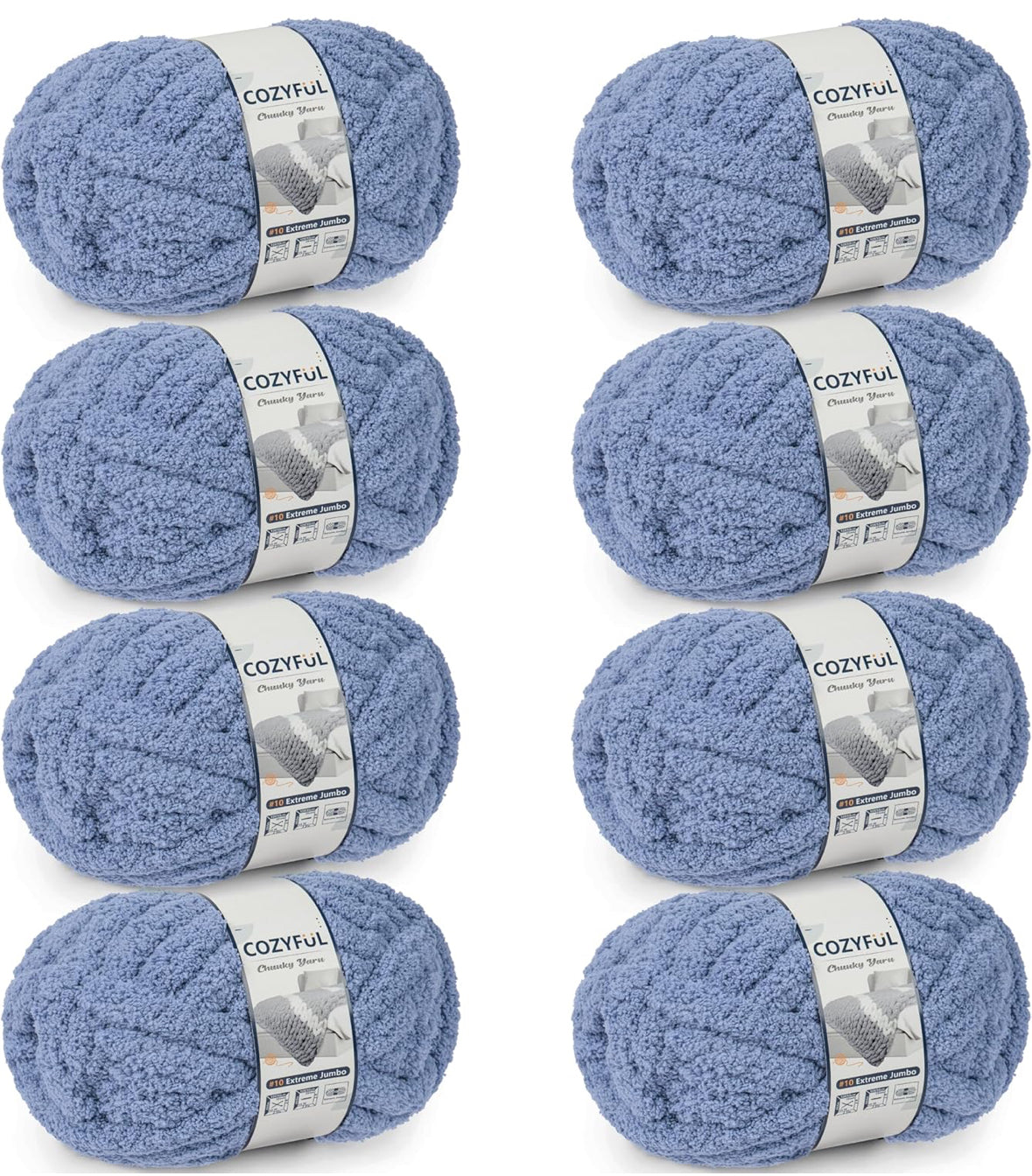 Chunky Chenille Yarn #10 - Blue Grey