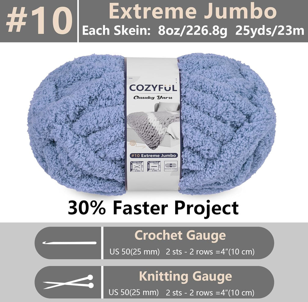 Chunky Chenille Yarn #10 - Blue Grey