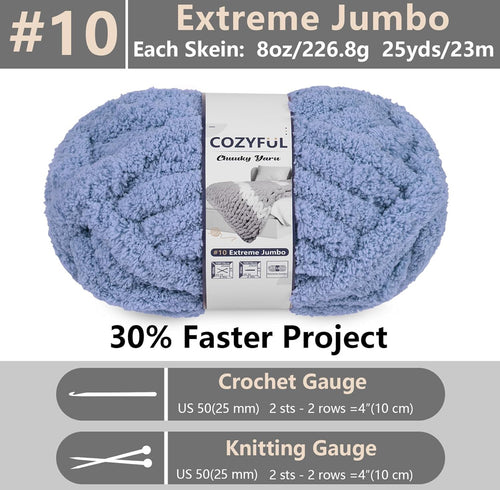 Chunky Chenille Yarn #10 - Blue Grey