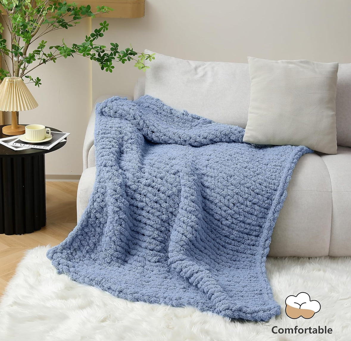 Chunky Chenille Yarn #10 - Blue Grey