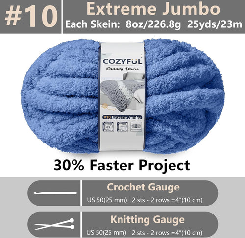 Chunky Chenille Yarn #10 - Country Blue