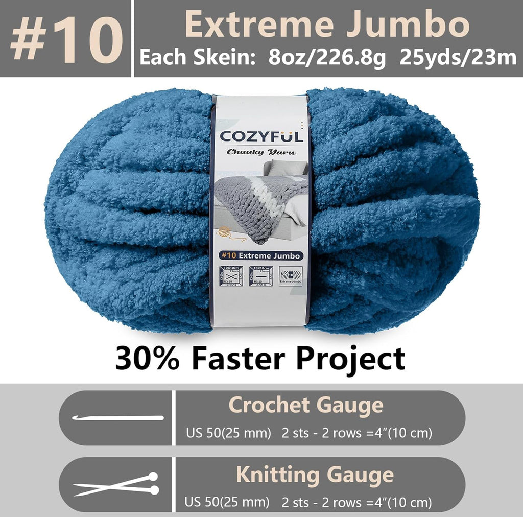 Chunky Chenille Yarn #10 - Indigo