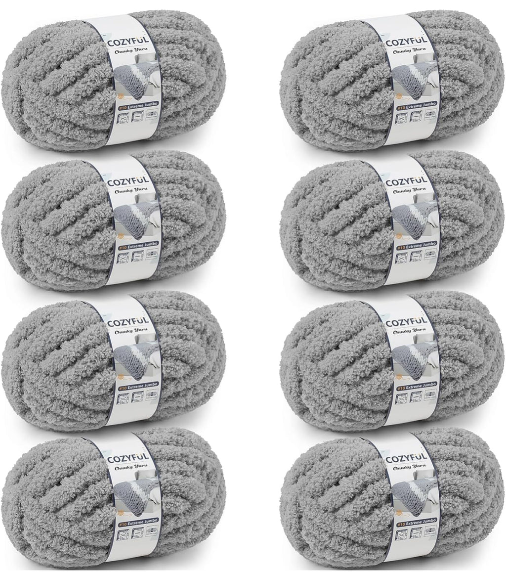 Chunky Chenille Yarn #10 - Light Grey