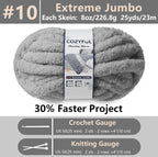 Chunky Chenille Yarn #10 - Light Grey