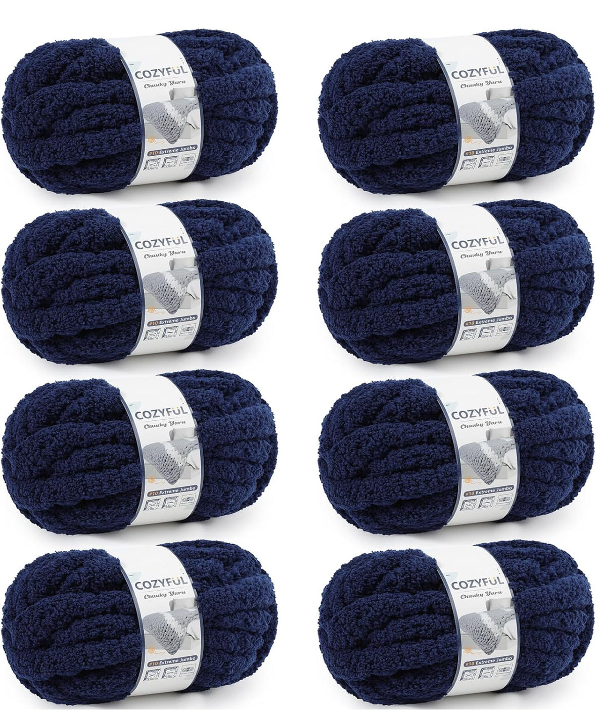 Chunky Chenille Yarn #10 - Navy Blue