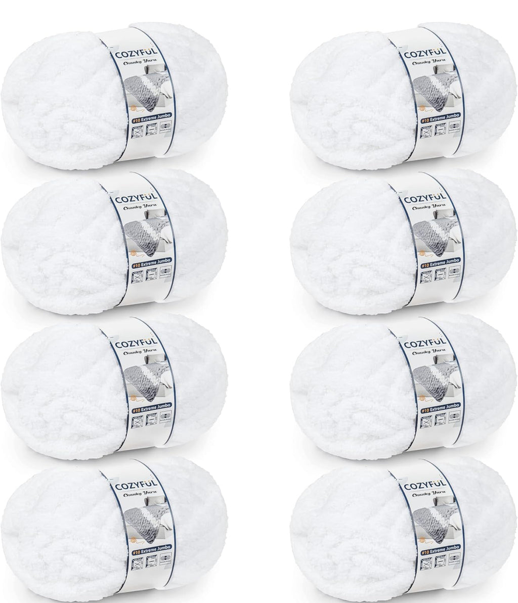 Chunky Chenille Yarn #10 - Pure White
