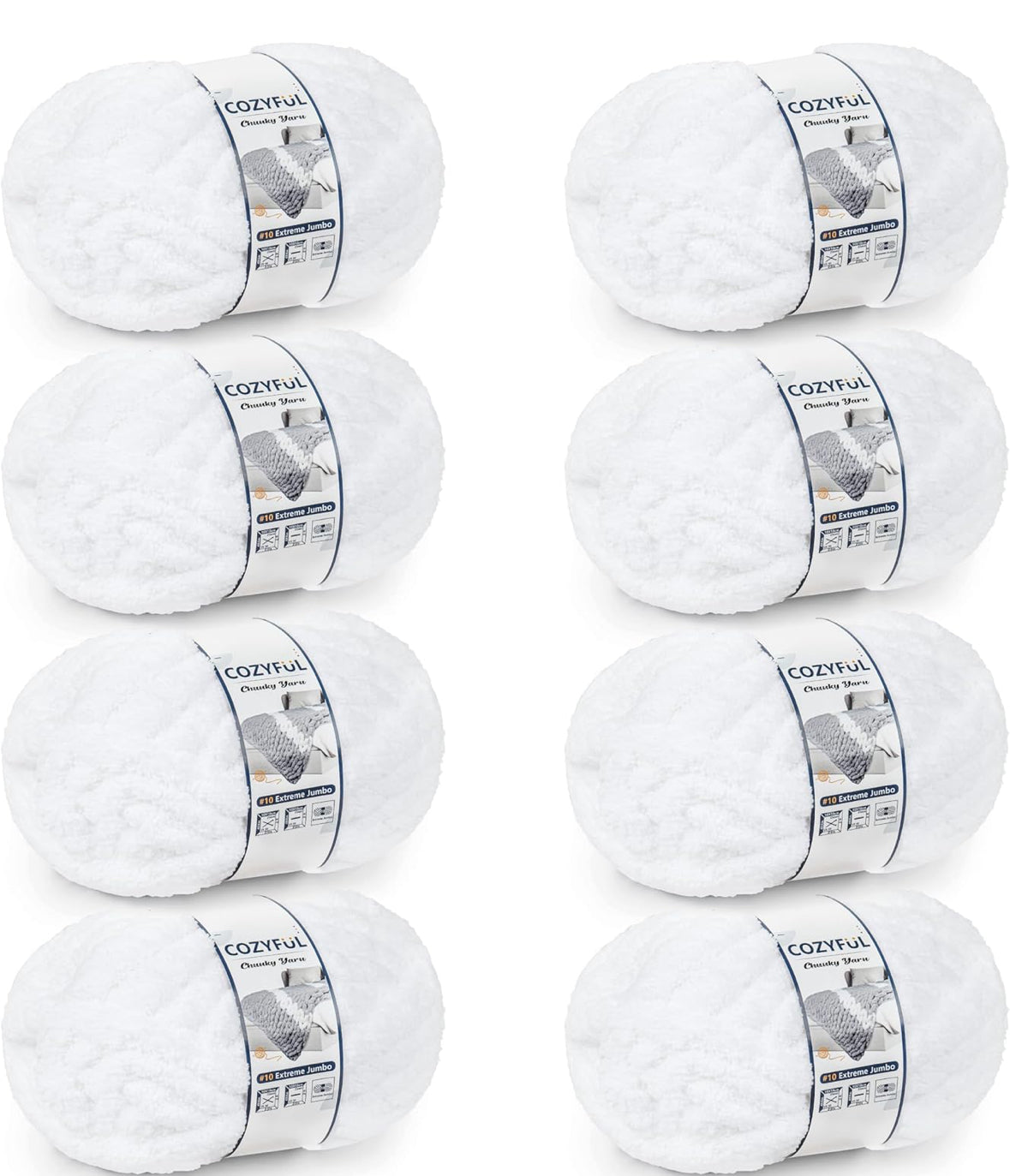 Chunky Chenille Yarn #10 - Pure White