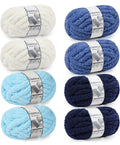 Chunky Chenille Yarn #10 - Cream Blue Mix