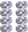 Chunky Chenille Yarn #10 - Khaki/Blue/White