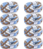 Chunky Chenille Yarn #10 - Khaki/Blue/White