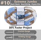 Chunky Chenille Yarn #10 - Khaki/Blue/White