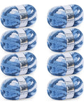 Chunky Chenille Yarn #10 - Blue/White Mix