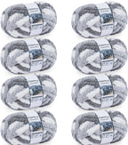 Chunky Chenille Yarn #10 - Grey/White Mix