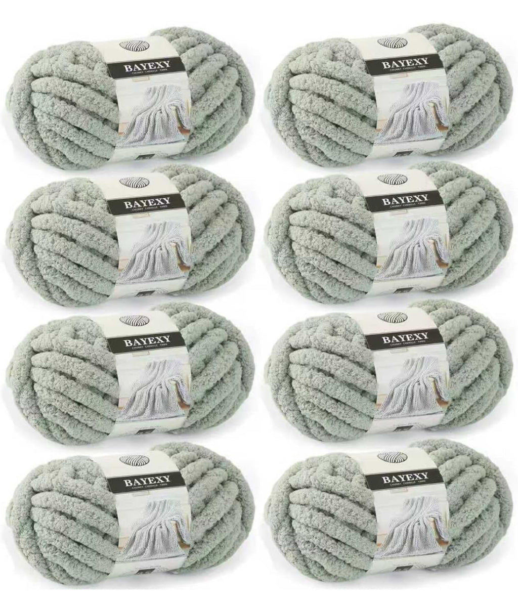 Chunky Chenille Yarn -Sage Green