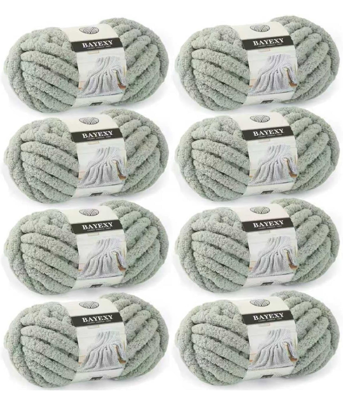 Chunky Chenille Yarn -Sage Green