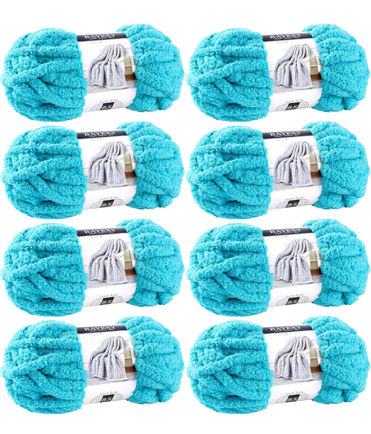 Chunky Chenille Yarn - Lake Blue