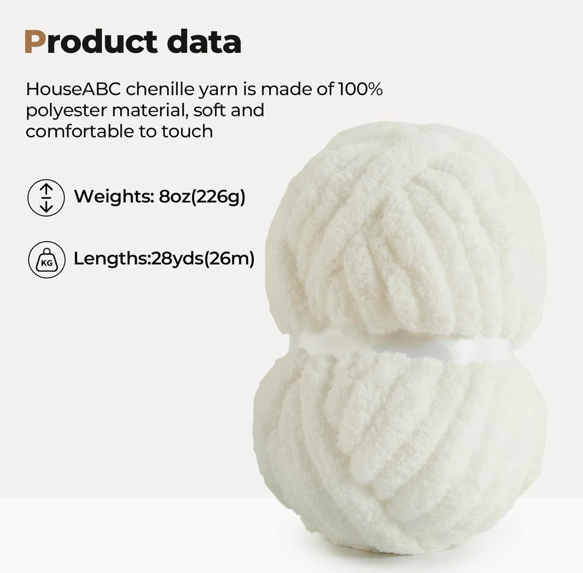 Chunky Chenille Yarn - Grey