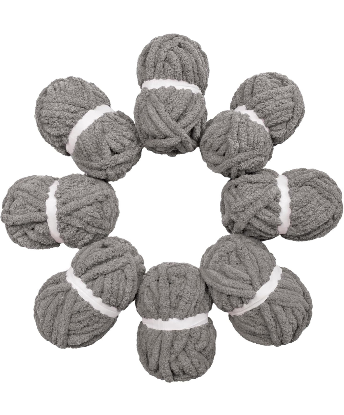 Chunky Chenille Yarn - Grey