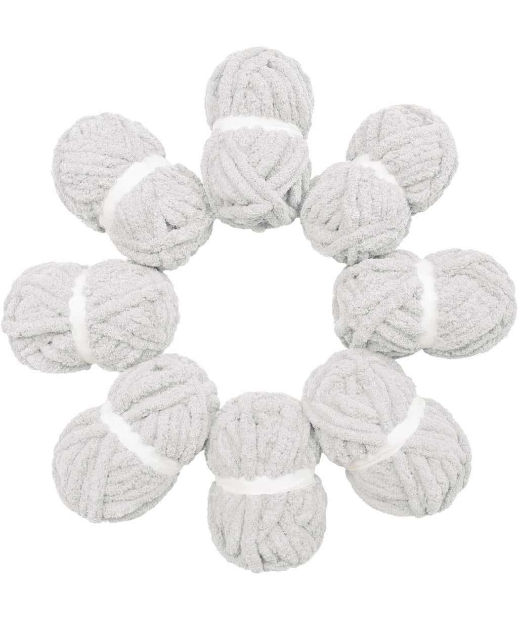 Chunky Chenille Yarn - Light Grey