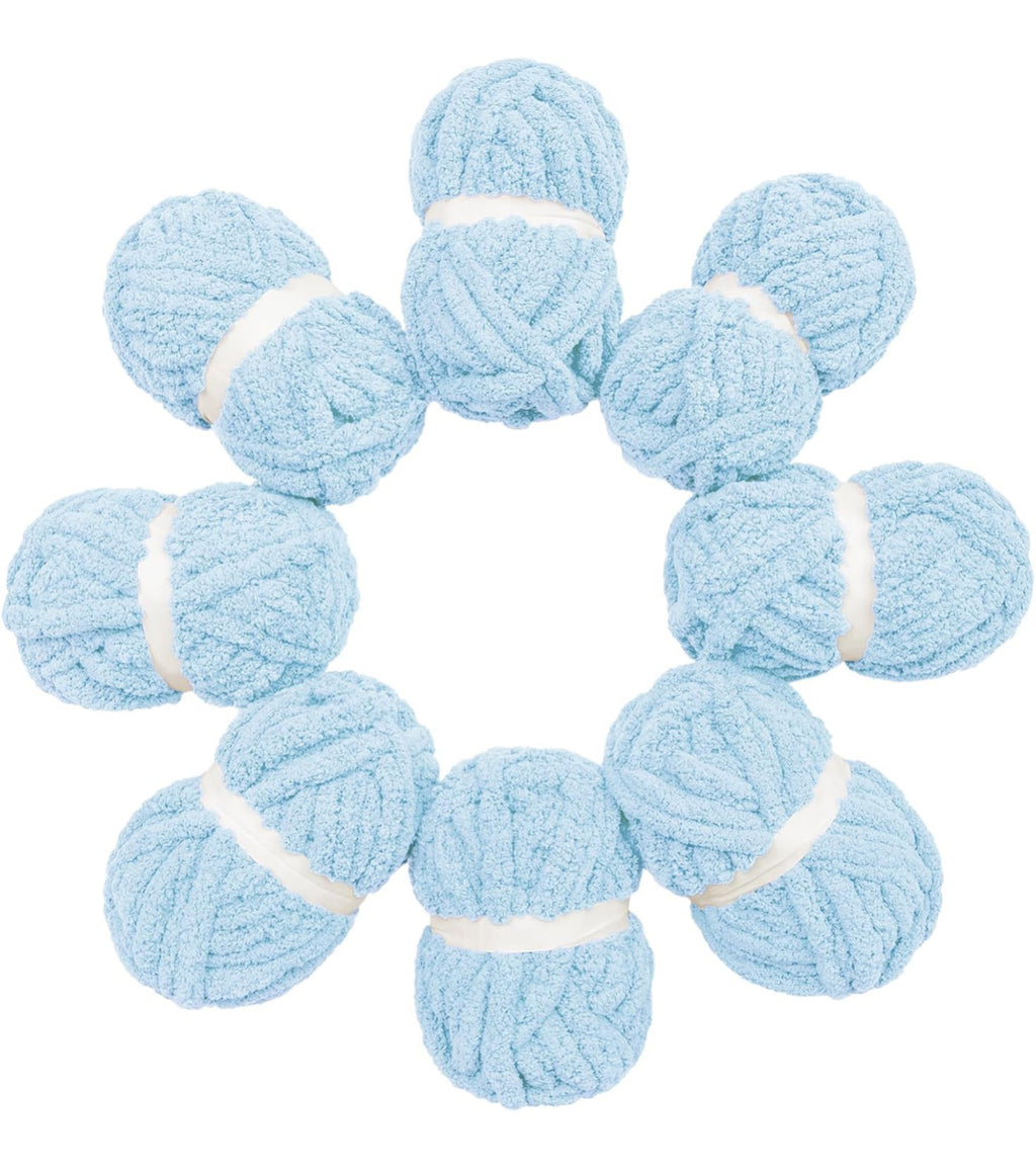 Chunky Chenille Yarn - Light Blue